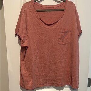 C&C California Scoop Neck Pocket Tee in Dusty Rose